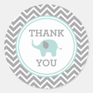 Elefante Azul Chevron Gracias Pegatina