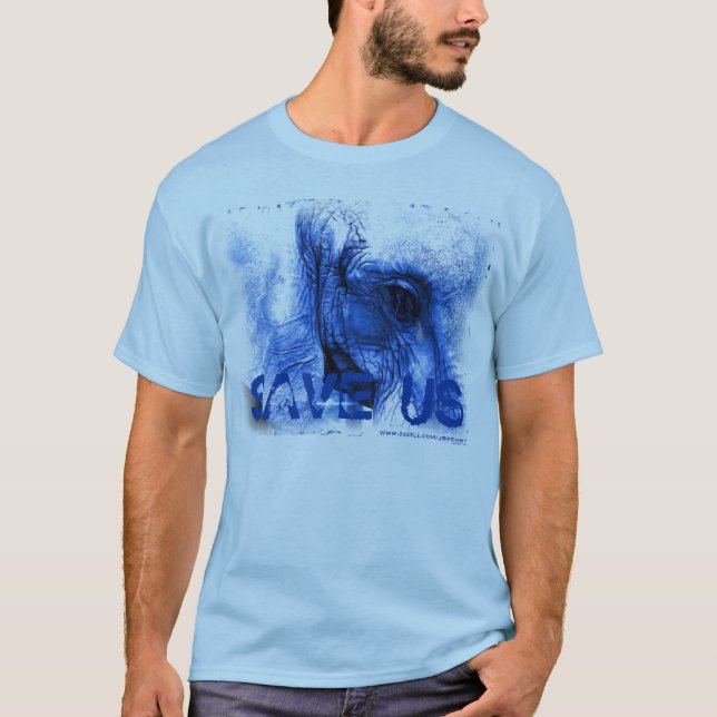 elefante azul con lágrima SAVE camiseta de EE. (Anverso)