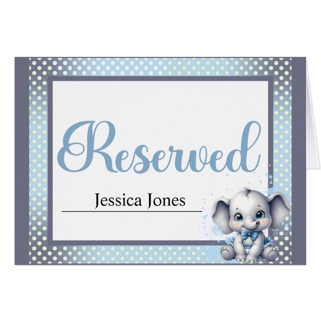 Elefante azul cúbico - Tarjeta reservada de cacahu (Anverso (Horizontal))