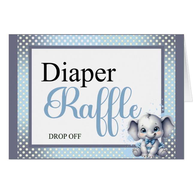 Elefante Azul Cutie - Diaper Raffle (Anverso (Horizontal))