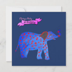 Elefante Azul Dibujo Invitación Bulldog Francés