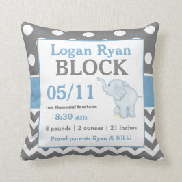 Elefante azul gris Invitación de bebé almohada