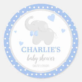 Elefante azul Polka Dot Pegatina de Baby Shower Bo