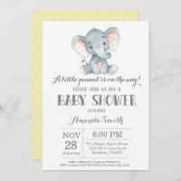 Elefante Baby Shower invitación amarillo y gris