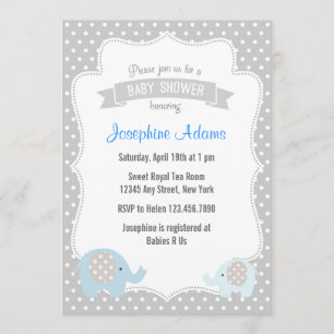 Elefante Baby Shower Invitación Azul