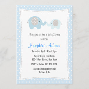 Elefante Baby Shower Invitación Azul