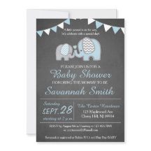 Elefante Baby Shower Invitación Boy - Chalkboard