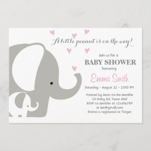 Elefante Baby Shower Invitación para elefante Niña