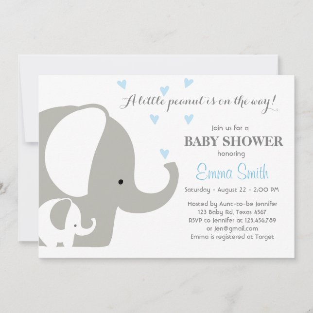 Elefante Baby Shower Invitación para elefante Niño (Anverso)