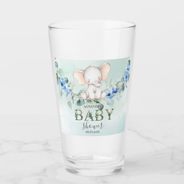 Elefante Bebé Adorable Rosas Azules (Anverso)