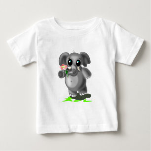 Elefante bebé con camiseta de bebé con flores