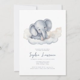 Elefante bebé en una invitación de Baby Shower en