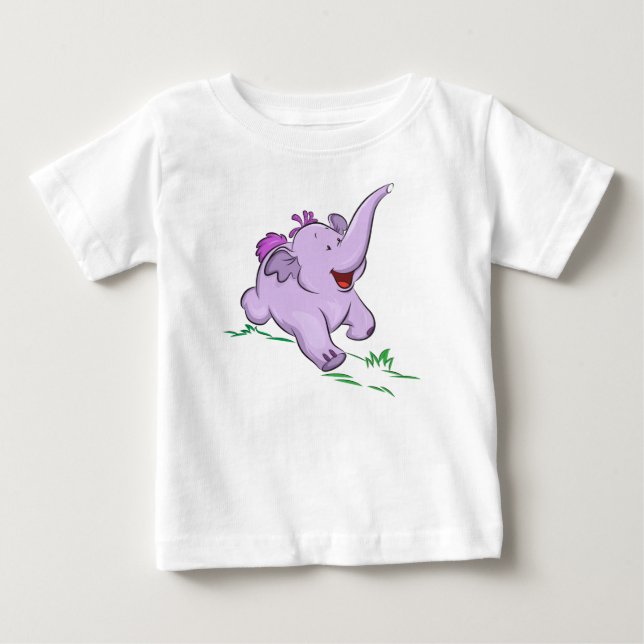 Elefante Bebé Púrpura Bodysuit y Camiseta (Anverso)