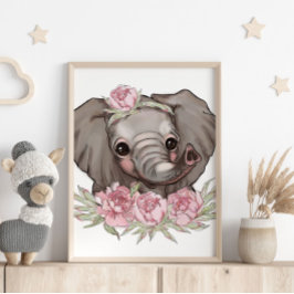 Elefante bebé Rosa Poster animal | Impresión de pa