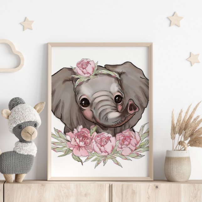 Elefante bebé Rosa Poster animal | Impresión de pa (Subido por el creador)