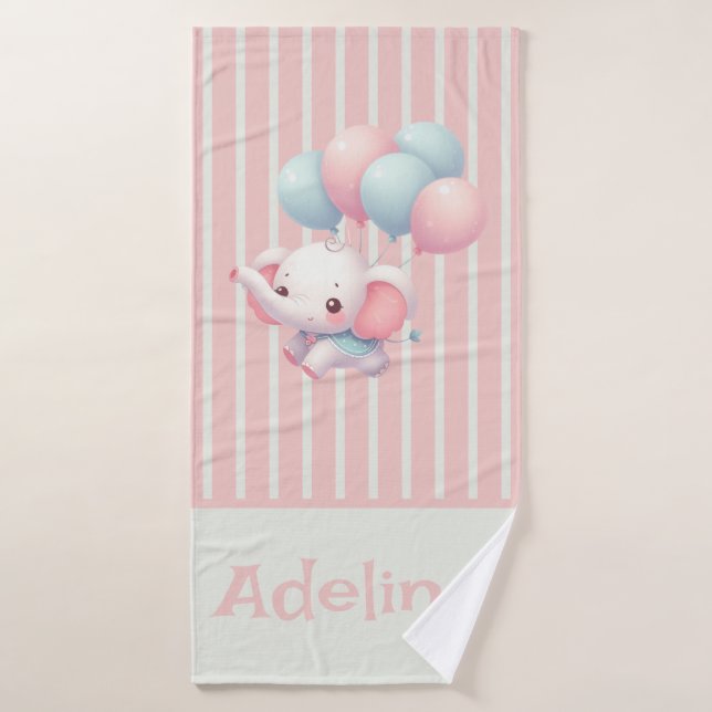 Elefante bebé rosado y lindo (Toalla de baño)