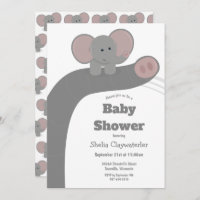 Elefante bebé y zorra | Invitación de Baby Shower