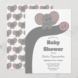 Elefante bebé y zorra   Invitación de Baby Shower