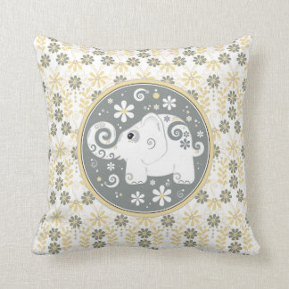 Elefante blanco amarillo de margarita almohada flo