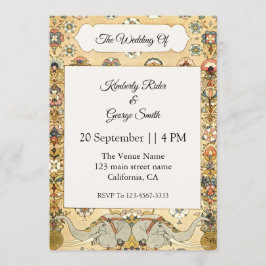 Elefante blanco en invitación a la boda india