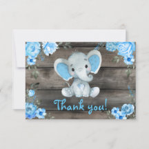 Elefante Blue Boy Gracias Cartel Floral Rústica