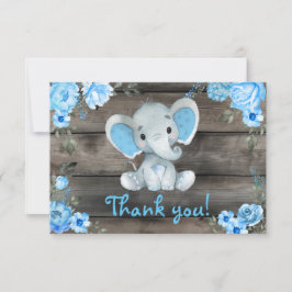 Elefante Blue Boy Gracias Cartel Floral Rústica