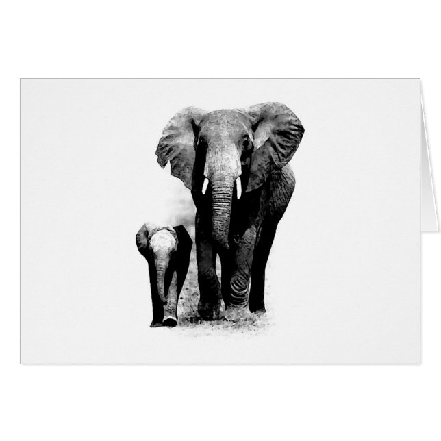 Elefante BW y elefante bebé (Anverso (Horizontal))