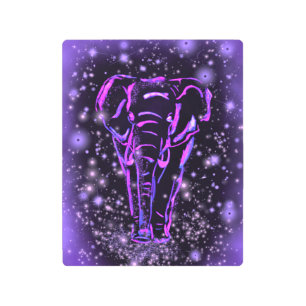 Elefante Caminando estrellada noche Impresión Meta