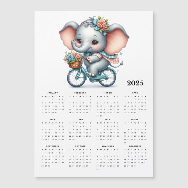 Elefante caprichoso en un calendario magnético 202 (Anverso)