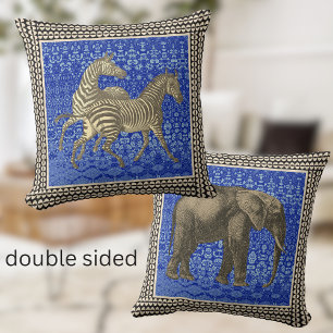 elefante cebra aftican Cojín decorativo de boho tr