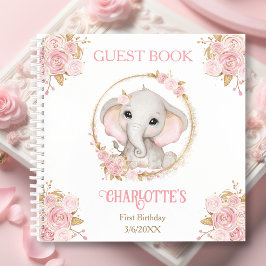 Elefante Chica Pink Floral Primer libro de cumplea