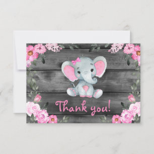 Elefante Chica Rosado Gracias Floral Rústica