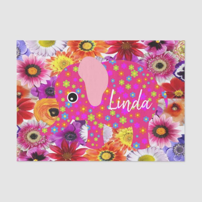 Elefante colorido de papel de tejidos (Anverso)