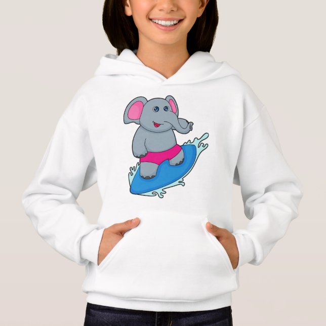 Elefante como surfista con tabla de surf (Anverso)