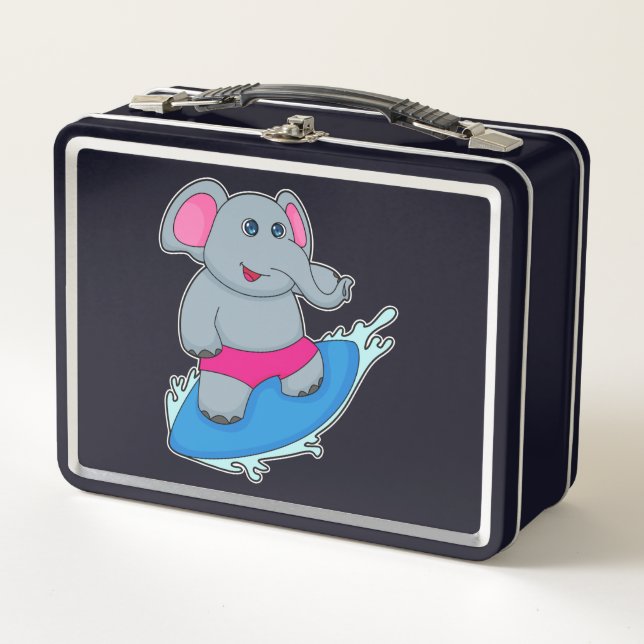Elefante como surfista con tabla de surf (Anverso)