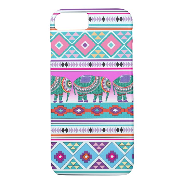 Elefante con Funda Aztec Pattern iPhone 7 (Reverso)