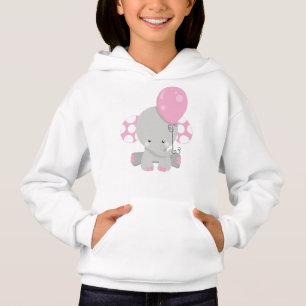 Elefante con globo, elefante lindo - gris rosado