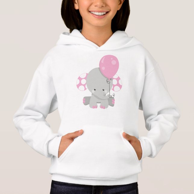 Elefante con globo, elefante lindo - gris rosado (Anverso)
