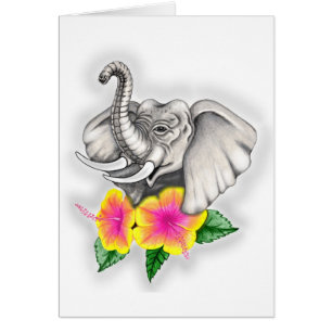 Elefante con Hibiscus Design