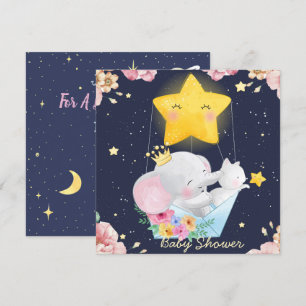 Elefante Con Invitación A Baby Shower De Gatito