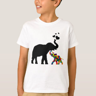 Elefante con la camisa del autismo del bebé