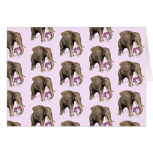 Elefante Con Orquídea Rosa (Anverso (Horizontal))