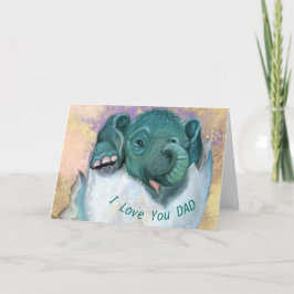 Elefante con una divertida tarjeta del día del pad