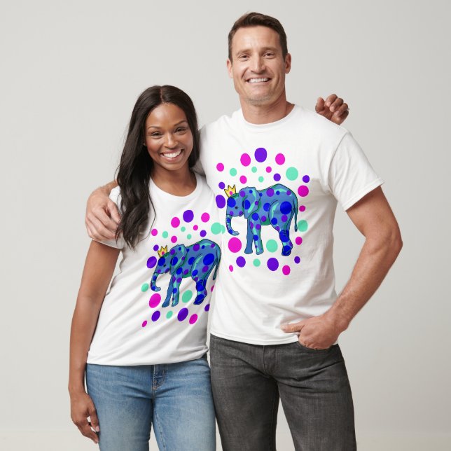 Elefante coronado con camiseta con puntos de polka (Unisexo)