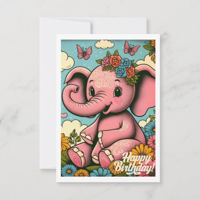 Elefante cumple 1 año Vintage Boho (Anverso)