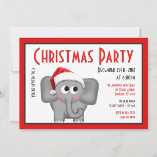 Elefante Cute Santa Hat - Invitaciones a Navidades