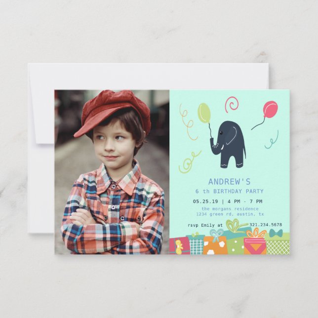 Elefante Cute | Tarjeta de fiesta de cumpleaños de (Anverso)