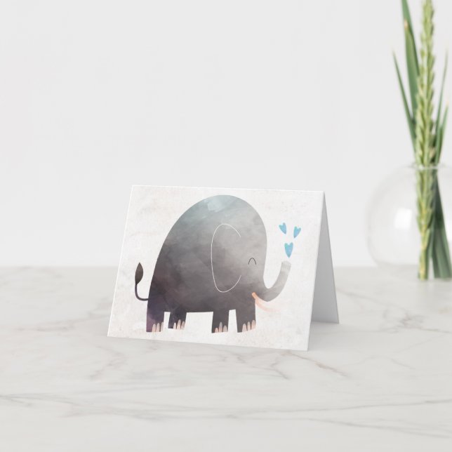 Elefante de acuarela Gracias Cartas de Nota (Anverso)