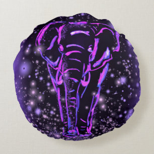 Elefante De Almohada Rosa Púrpura Redonda En Noche