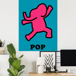 Elefante de arte pop Poster - Bailando rosado en V